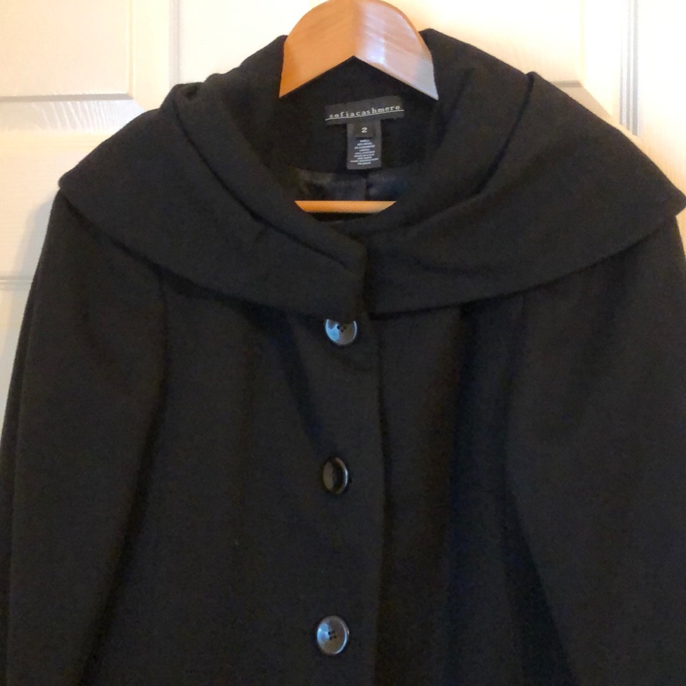 SofiaCashmere Wool & Cashmere Black Coat